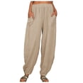 thumbnail image 1 of Pantalones anchos con cintura elástica para mujer - Pantalones holgados informales con bolsillos - Poliéster, tallas S-XXXXXL, 1 of 7