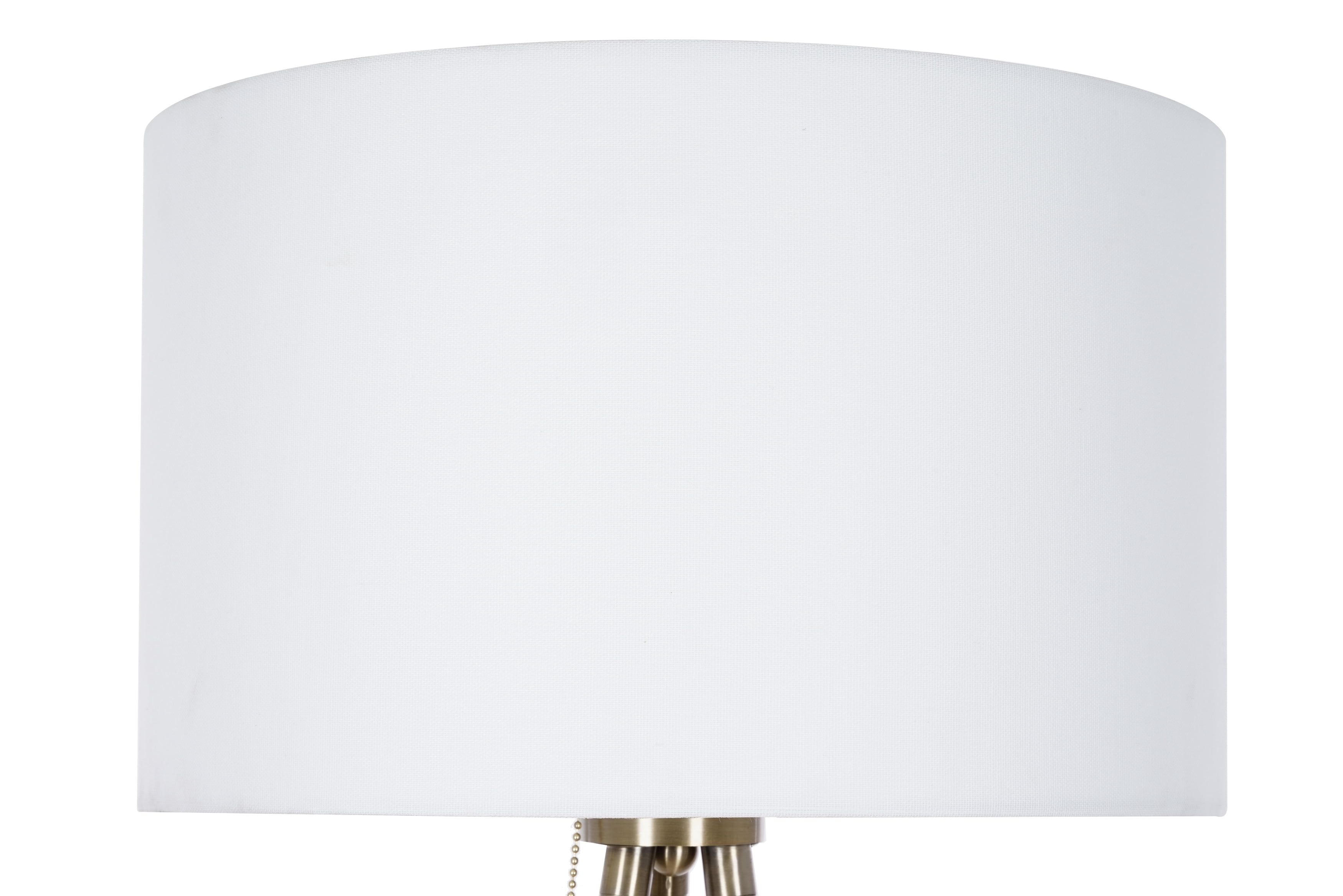 Catalina Lighting Tripod 61.25'' Dimmable Floor Lamp with White Fabric Drum Shade Modern Floor Light Fixture for Living Room, Bedroom or Office, Antique Brass