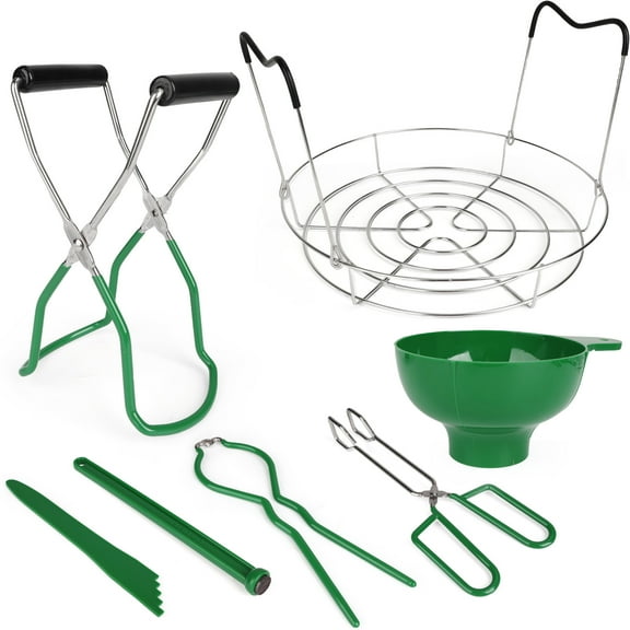 Dongyi 7-Piece Canning Supplies Starter Kit for Beginners-Stainless Steel Canning Tools with Jar Lifter,Funnel,Lid Lifter & Steamer Rack,Complete Canning Set for Preserving