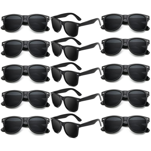 Gafas de sol negras fiesta estilo 80s pack de 15 UV400
