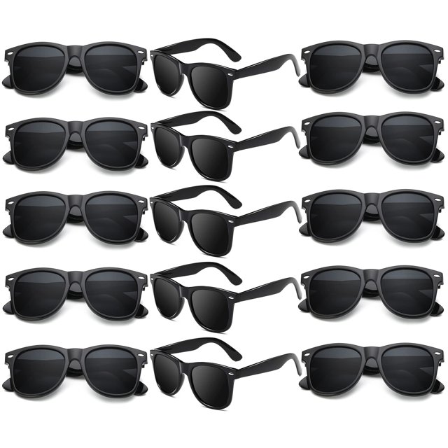 Gafas de sol negras fiesta estilo 80s pack de 15 UV400