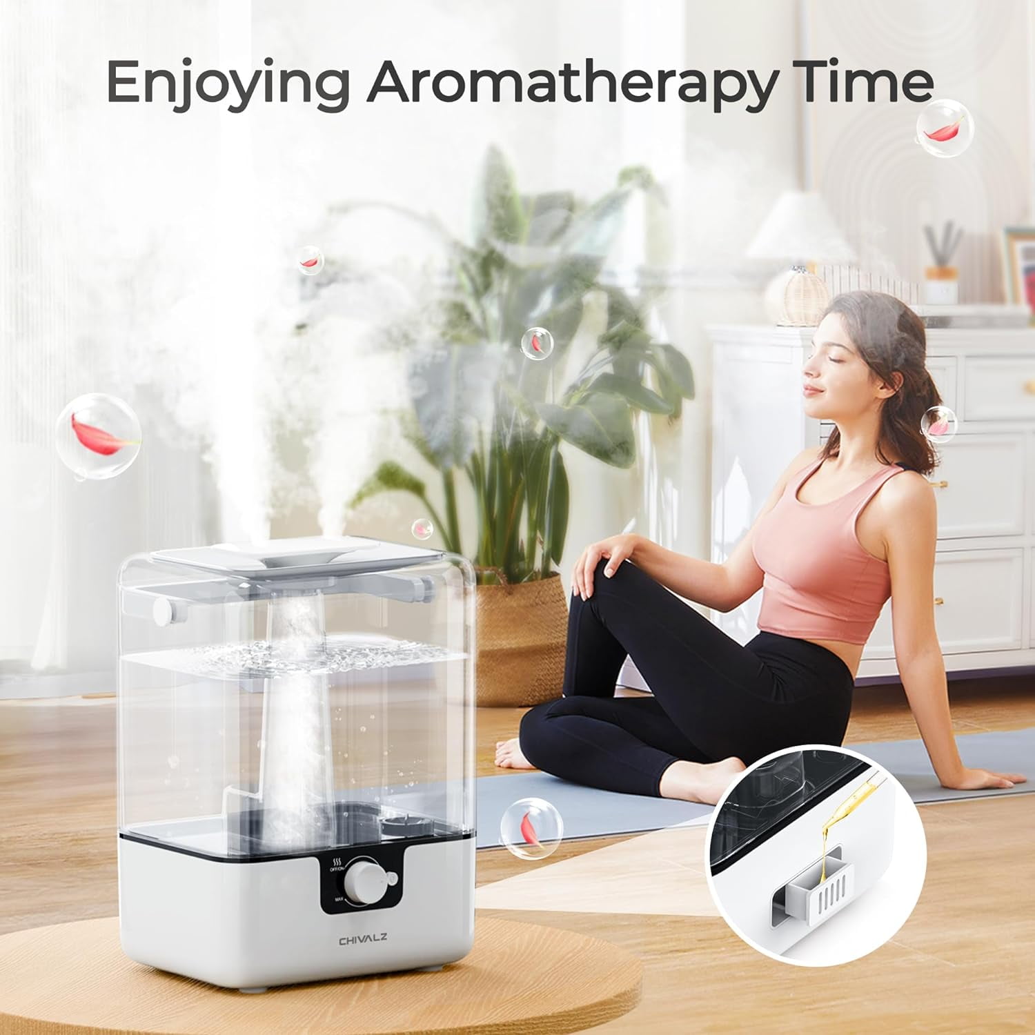 CHIVALZ Humidifier for Room, 6L Cool Mist Top-Fill Humidifiers with Diffuser up to 538 Sqft
