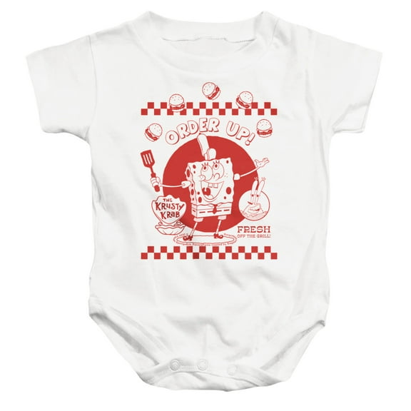 SpongeBob SquarePants Order Up! Unisex Infant Snap Suit for Baby, White, Medium