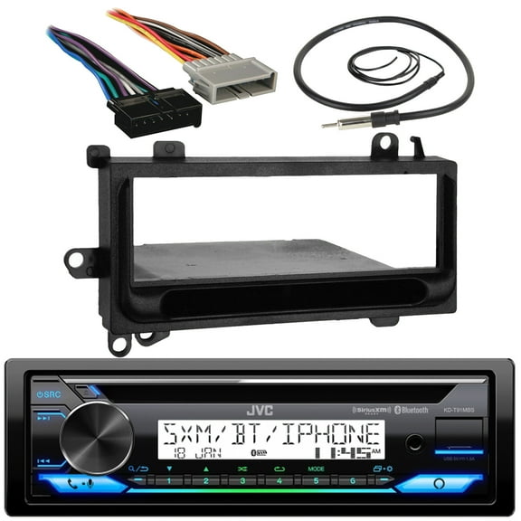 JVC KD-T91MBS Car CD Player MP3 iPod Bluetooth USB AUX Stereo Receiver Bundle Combo W/ Metra Installation Kit For 1974-2003 Chrysler/Dodge/Jeep Cars   Radio Wiring Harness   Enrock Wired Antenna
