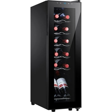 Mini Wine Fridge Freestanding, Wine Cooler Refrigerator w/Digital Control, Countertop...
