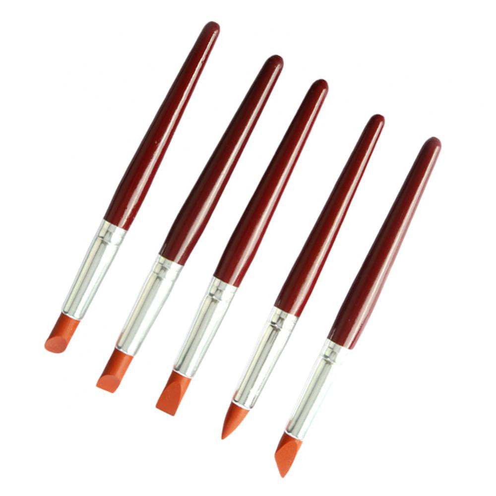 5x Rubber-Tip Silicone Wiping Carving Brush for Sculpture Pottery Clay Modeling