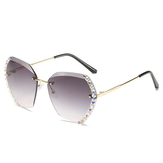Diamond Hexagonal Sunglasses for Women Gradient Bling Rhinestone Sunglasses