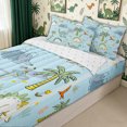 thumbnail image 3 of meiyoeat Cartoon Dino Zipper Comforter Set with Fitted Sheet and 2 Pillowcases for Kids, Tropical Spinosaurus Wildlife Zipper Bedding Set, Sky Blue, Reversible, 3pcs, 3 of 6