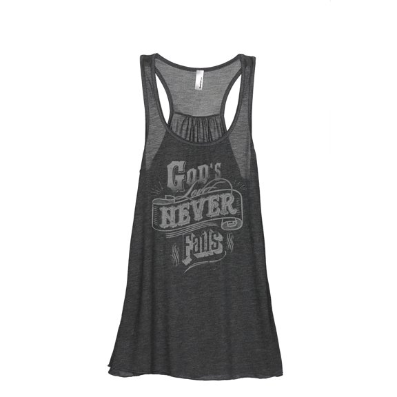God's Love Never Fails Women's Fashion Sleeveless Flowy Racerback Workout Yoga Tank Top Charcoal Grey Medium