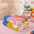 thumbnail image 5 of Manfei Colorful Flowers Zipper Twin Comforter Sets with Fitted Sheet and 2 Pillowcases,Abstract Vintage Floral Plaid Zipper Bedding Set,Reversible, 5 of 7