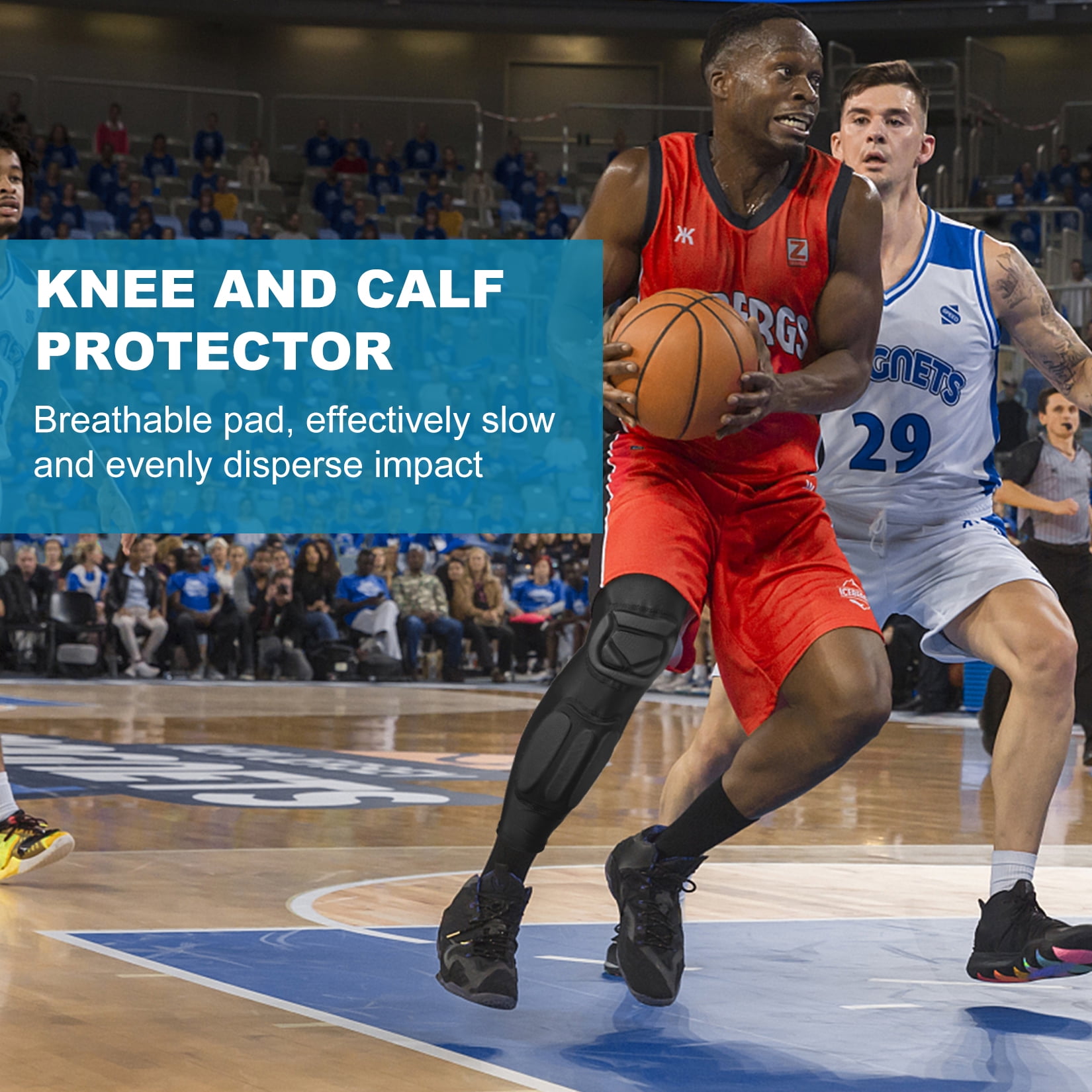 Knee Calf Pads Compression Leg Sleeves Thigh Sports Protective Gear Shin Brace Support Football Basketball Volleyball