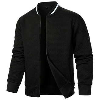Holloyiver Men Zipper Casual Solid Stand Collar With Long Sleeved
