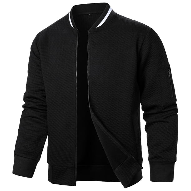 pstuiky camisa de manga larga para hombre, Chaqueta de manga larga con cuello alto y cremallera de color liso para hombre Tops de talla grande para hombre s