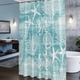 thumbnail image 6 of Teal Coastal Shower Curtain, Nautical Starfish Octopus Coral Summer Waterproof Shower Curtain Set with 12 Hooks Lightweight Bath Curtains Fabric Bathroom Decor 36x72 Inches, 6 of 9