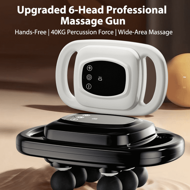 6 Head Massage Gun, Electric Massage Tools, Deep Percussion Massager with 9 Modes & 9 Speed for Neck, Back, Shoulders, Legs Relief & Relax, 40KG Thrust, 10-Min Auto Timer