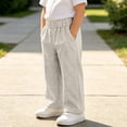 thumbnail image 6 of Pants for Boys and Girls Unisex Kids 12Months-11Years Casual Wide Leg Solid Color Full Length Trousers Pants with Pockets Back to School Casual Daily Wear, 6 of 8