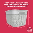 thumbnail image 3 of Life Story 16 Qt Decorative Storage Basket, Large Plastic Home Organizer, White, 3 of 8