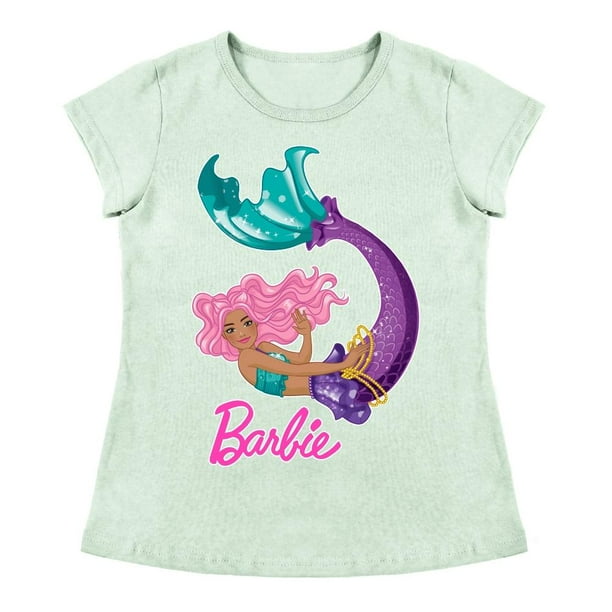 Playera Para Niña Mattel Barbie Cuello Redondo Manga Corta Talla 8 Verde