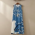 thumbnail image 4 of Xoenoiee Cat Cherry Blossom Print Women's Cotton Linen Sleeveless Tank Sundresses with Pockets Crewneck Flowy Summer T Shirt Dresses Lightweight Maxi Dresses for Women, XL, 4 of 7