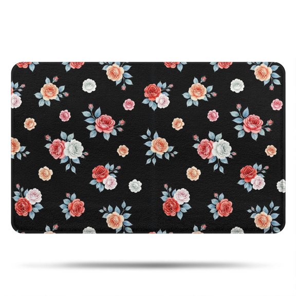 Pioneer Flower Floral Print Pattern Bathroom Rugs Mat, Non Slip Microfiber Bathroom Rug with Rubber Backing, Soft Mats for Bathroom Floor Tub Shower, 20"x32"