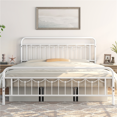thumbnail image 2 of Topeakmart Metal Platform Bed with Headboard and Footboard, California King, White, 2 of 6