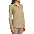 thumbnail image 4 of Womens Long Sleeve Carefree Poplin Uniforms Dress Cotton/Polyester Shirt Wheat 2X-Large, 4 of 5