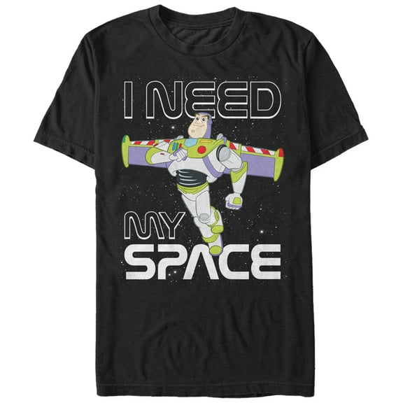 Men's Toy Story Buzz Lightyear Need Space Graphic Tee Black Small