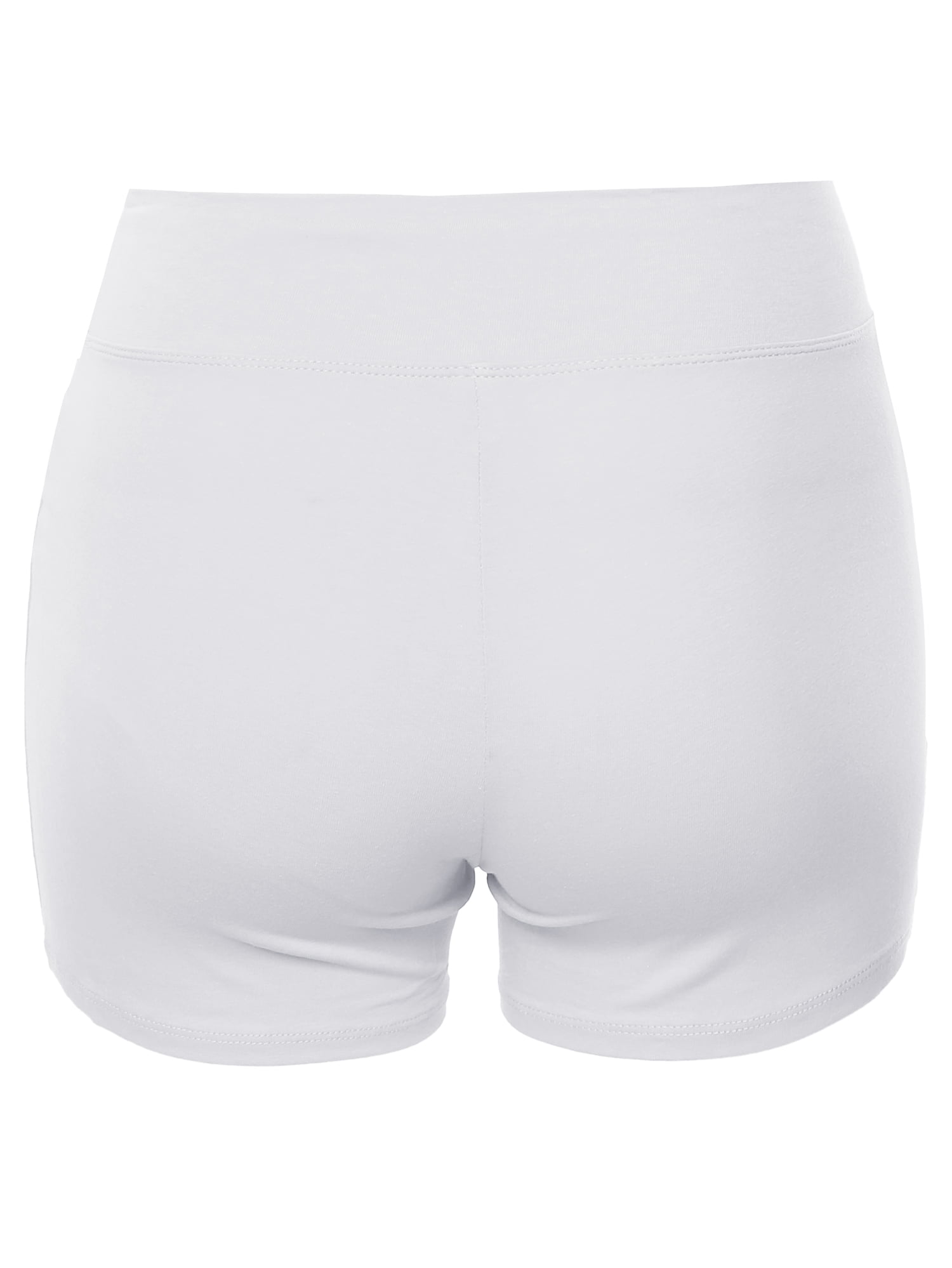 A2Y Women's Basic Solid Premium Cotton High Rise Bike Shorts White M
