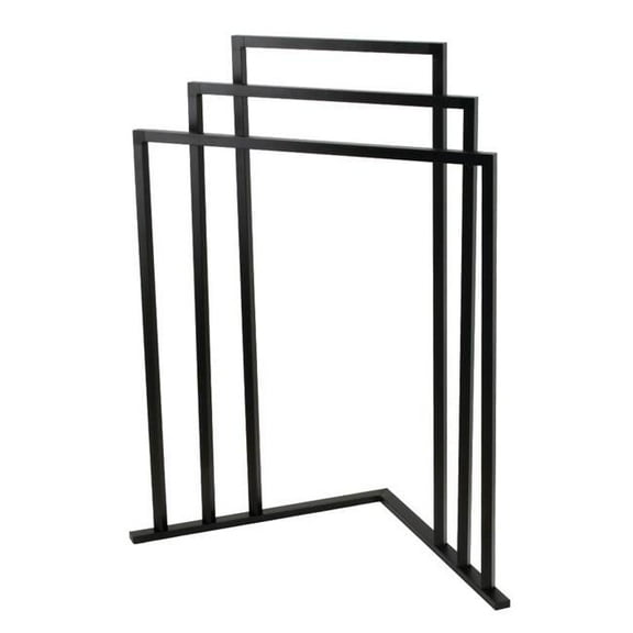 Kingston Brass SCC8270 Edenscape L-Shaped Freestanding 3-Tier Steel Corner Towel Rack, Matte Black
