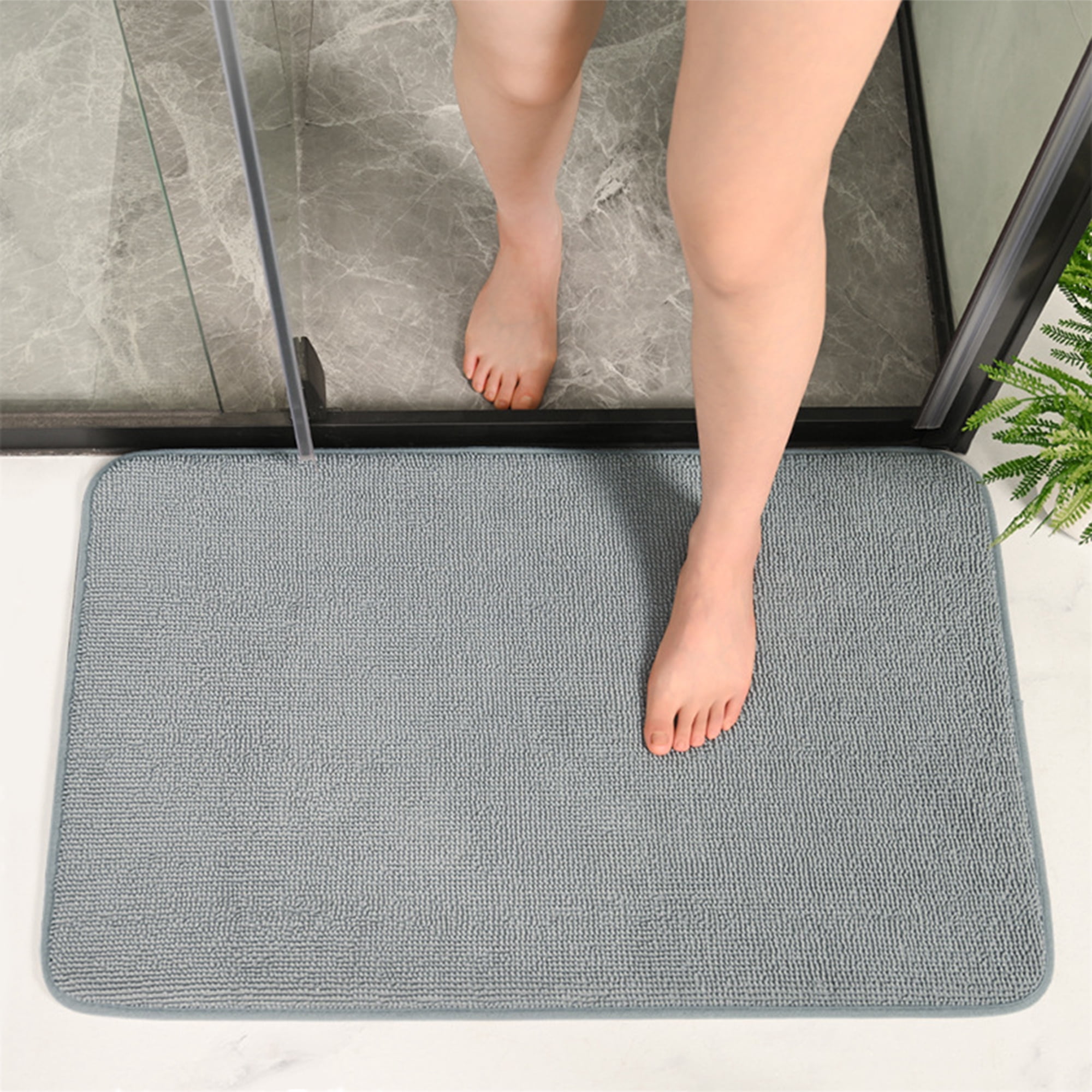 Unique Bargains Bathroom Rug Soft Non Slip Memory Foam Mat Grey 16" x 24"