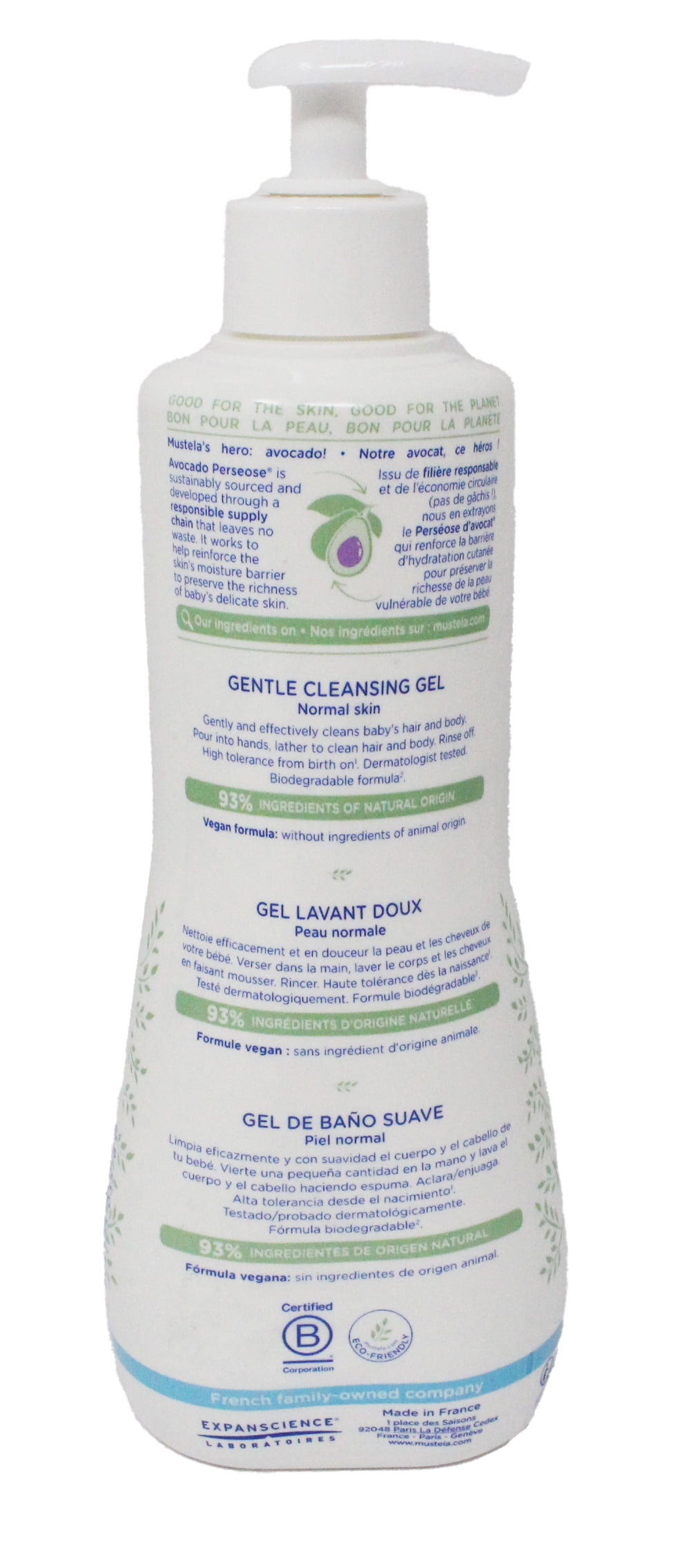 Mustela Baby Gentle Cleansing Gel - Baby Hair & Body Wash - with Natural Avocado fortified with Vitamin B5 - Biodegradable Formula & Tear-Free – 16.90 fl. oz.