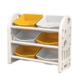 thumbnail image 7 of PORKISS Kids Toy Organization Bookcase with 6 Bins, Multi-functional Nursery Storage Organizer Bookshelf with HDPE Shelf for Children's Room Playroom, Yellow, 7 of 7