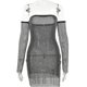 thumbnail image 3 of Falda ajustada con escote transparente para mujer de verano, diamantes calientes, 3 of 4