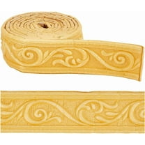 1 pc 7.38FT x 1.97 Inch Crown Molding Peel and Stick Flexible Foam Trim Gold Color Self Adhesive Wallpaper Border 3D Sticky Decorative Wall Edging Foam Baseboard Mirror Border Wall Lines Decor