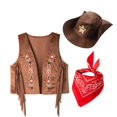 thumbnail image 6 of mgoYE Cowboy Cowgirl Outfits for Boys Girls, Toddler Kids Dress Up Role Play Parties Cowboy Kids' Vest & Bandana Set Hat 14-15 Years, 6 of 6