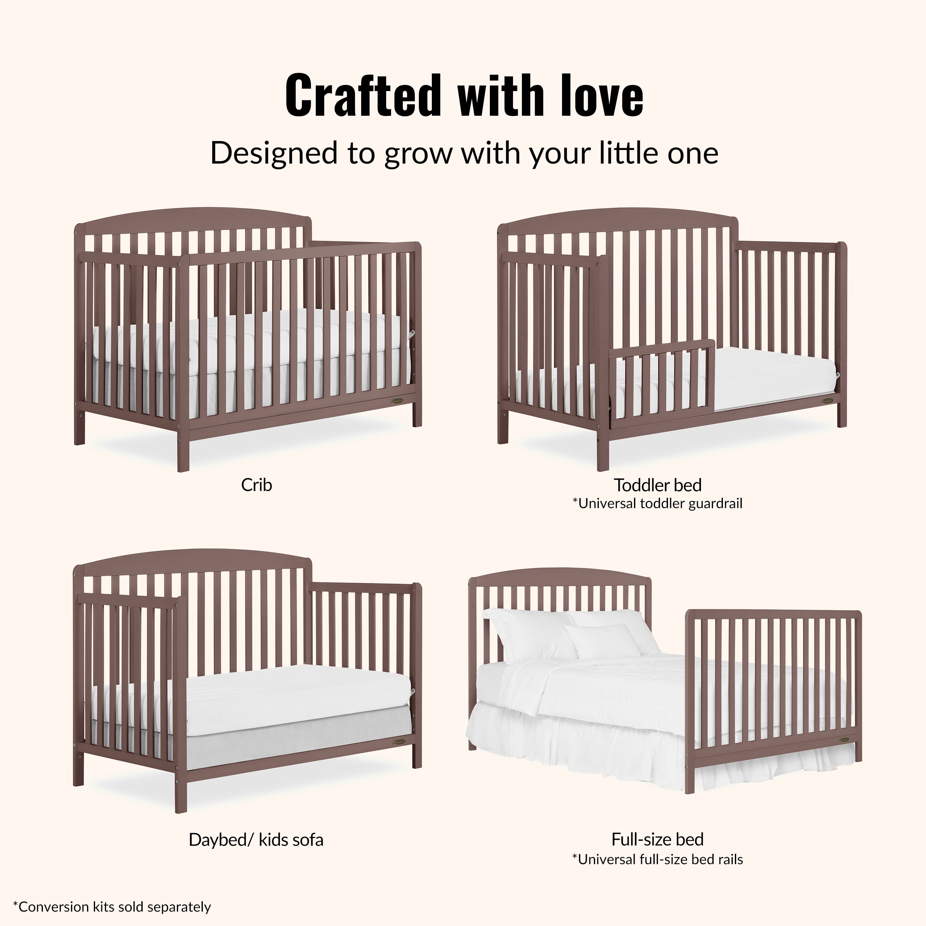 Lit bébé convertible 5 en 1 Dream On Me Odelle, couleur beurre d'amande