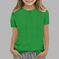 thumbnail image 2 of CFLVAEK Girls Eyelet Shirt Casual Summer Short Sleeve Tshirt Cute Crewneck T Shirts Solid Color Embroidered Kids Tops Green 4-5 Years, 2 of 5