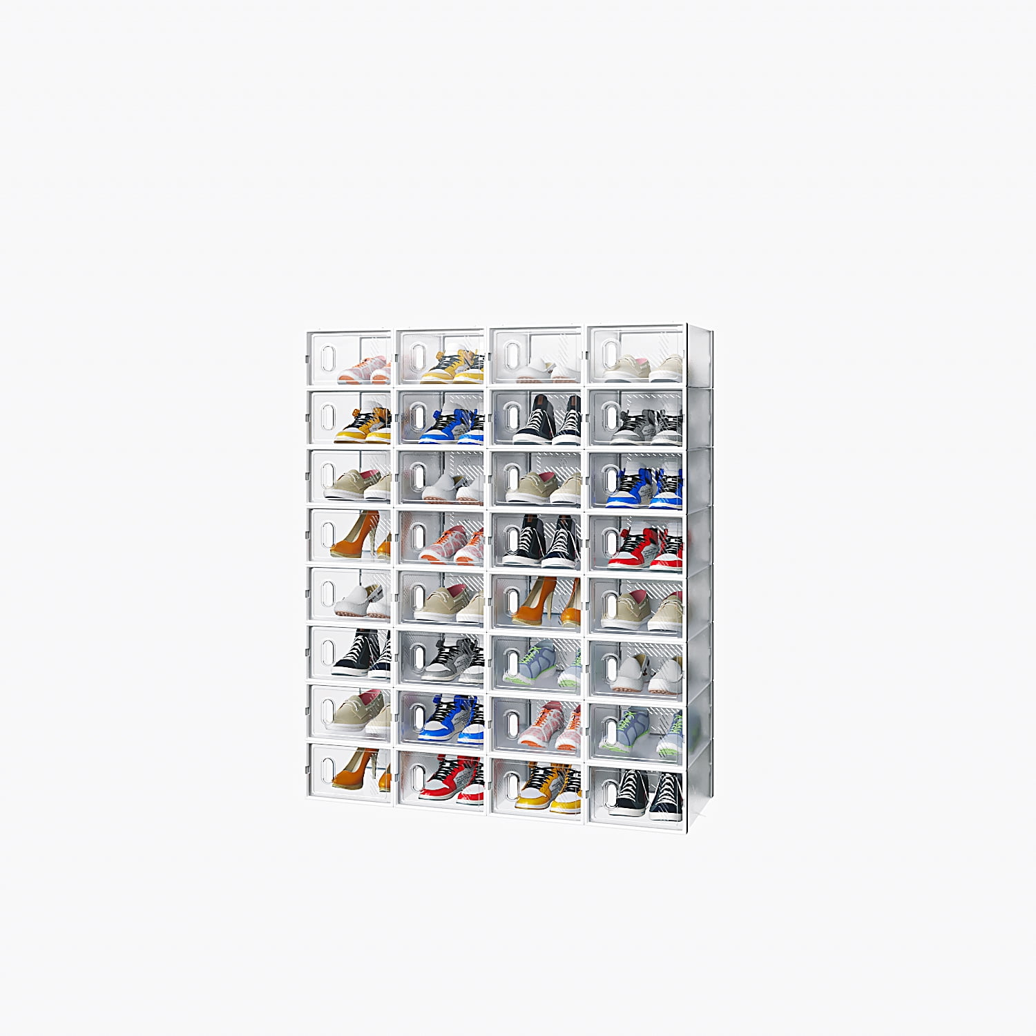 32PCS Plastic Shoe Box, White Freely Combinable Small Size, 33*23*14cm