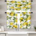 thumbnail image 1 of Lemon Fruits Kitchen Curtains Flower Leaves Window Curtains Valance and Tier Set 36 Inch, Summer Tropical Short Tier Curtain for Kitchen, Fruit Background Small Kitchen Decor, 1 of 5