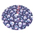 thumbnail image 5 of Cauagu 30" Christmas Tree Skirt Skull flower white blue Pattern Christmas Tree Decorations Tree Mat for Xmas Decorations Occasion Holiday Home Decor -30", 5 of 7