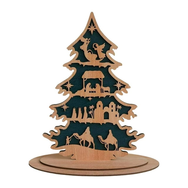 Decoración navideña, letrero decorativo de madera, regalo rústico de Navidad, decoración de mesa de escritorio Estilo E