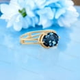 thumbnail image 6 of SHEKHAWATJEWELS 10x8 mm / 2 Ct Blue Topaz Solitaire Ring Oval Shape Blue Gemstone Ring Yellow Gold Plated Silver Ring November Birthstone Ring Gift For Her, 6 of 8