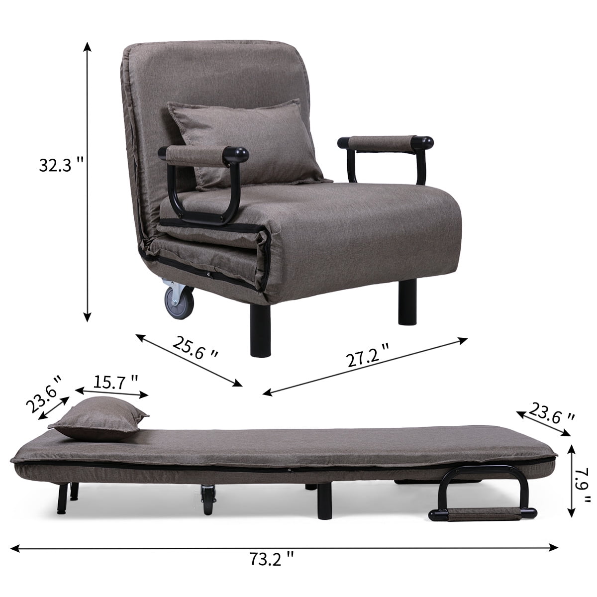 Lowestbest Folding Lazy Sofa Chair, Recliner Chair, Sofa Bed, Floor Chair, Adjustable Sofa Couch Beds, Lounge Chair, Brown Lowestbest Folding Lazy Sofa Chair, Recliner Chair, Sofa Bed, Floor Chair, Adjustable Sofa Couch Beds, Lounge Chair, Brown