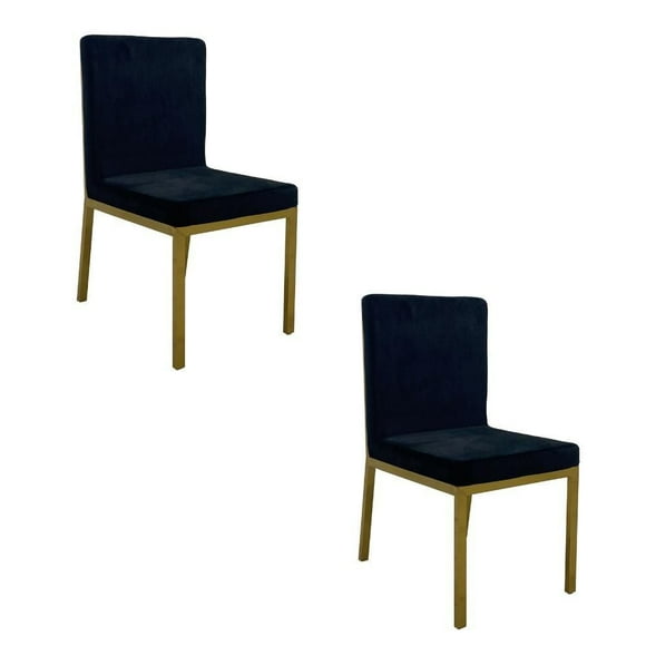 Celia Dining Chair with upholstered seat and stainless steel gold legs in White SET OF 2