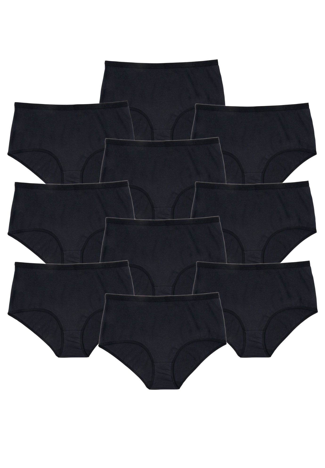 Comfort Choice Women's Plus Size 10Pack Pure Cotton FullCut Brief Underwear