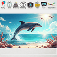 thumbnail image 6 of LUUFILx Dolphin Ocean Backdrop Beach Party Banner Summer Event Decor Sea Life Photography Background Kids Room Decoration Aquatic Theme Party Supplies, 6 of 7