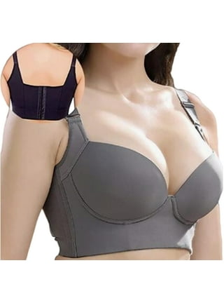 Knosfe Women's Full-Coverage Comfort Bras Deep V Support Wireless Bra  Lightly Bralette for Women 34F