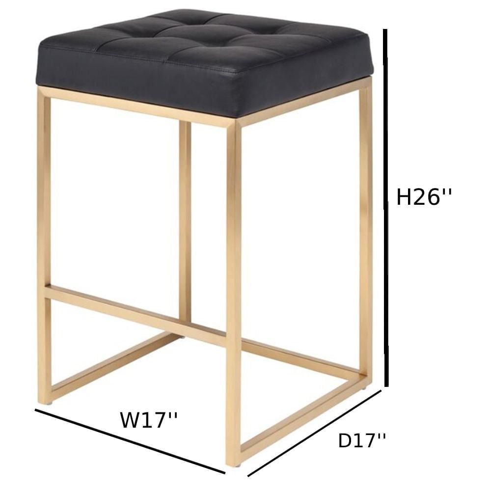 Modern Luxurious Counter Stool – Sleek Backless Design with Shiny Gold Legs, Upholstered Seat, Perfect Blend of Style and Comfort for Kitchens and Bars