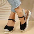 thumbnail image 4 of Dakaela Womens Espadrilles Wedge Sandals Closed Toe Walking Shoes Ankle Strap Platform Dress Heels, 4 of 8