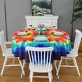 thumbnail image 2 of Colorful Tie Dye Flowe Round Tablecloth 60"x60",Wrinkle Wipeable Table Cloth for Kitchen Dining Room Picnic Patio Party, 2 of 6
